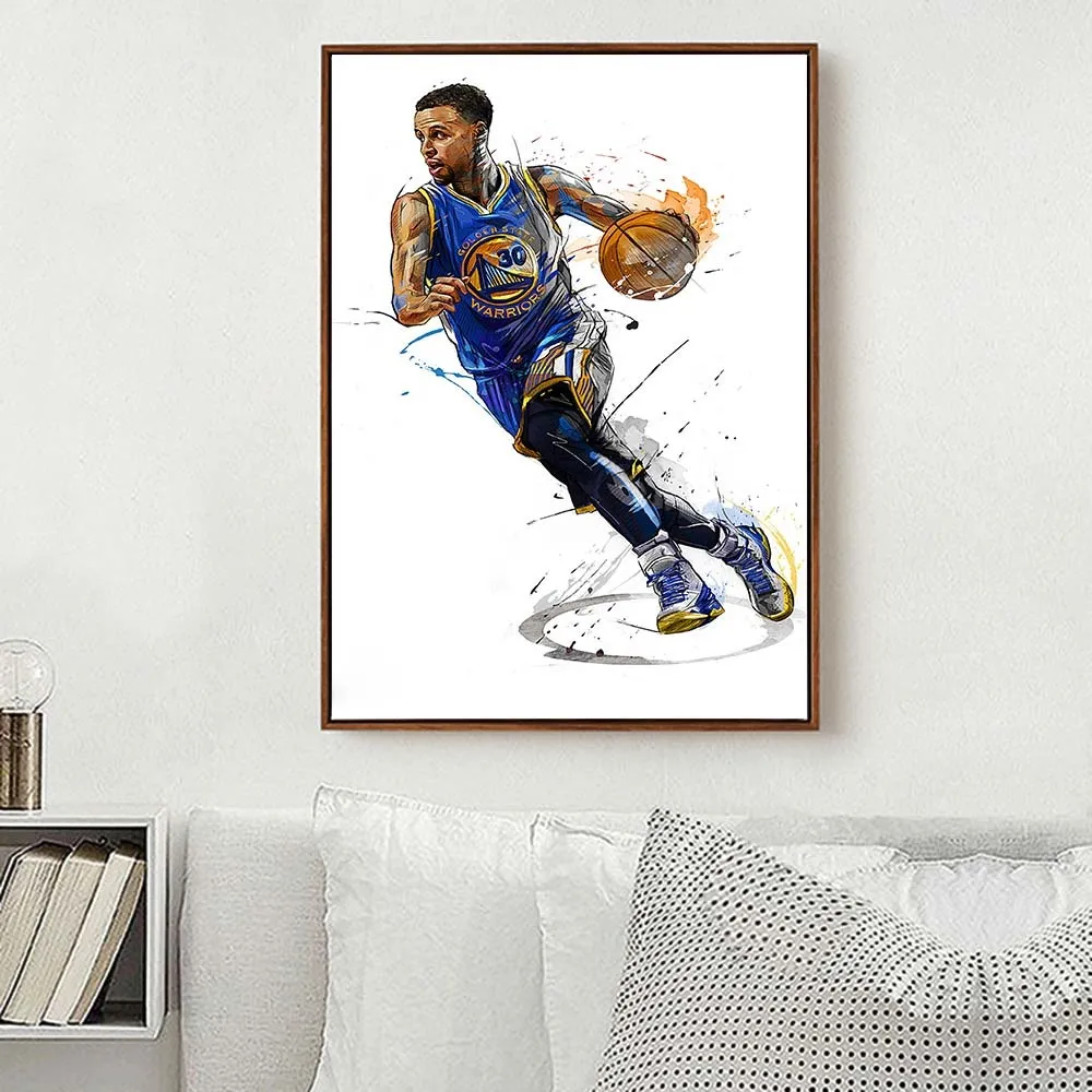 Wall Art Canvas Posters and Prints Basketball Star Watercolor Painting Wall Picture for Living Room Bedrooom Decoration5979528