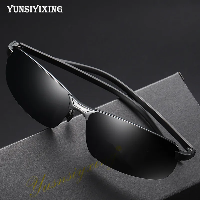 Yunsiyixing aluminiowe okulary przeciwsłoneczne magnezu dżentelmen spolaryzowany obiektyw vintage okulary UV400 na zewnątrz jazda lampa błyskowa YS65153362