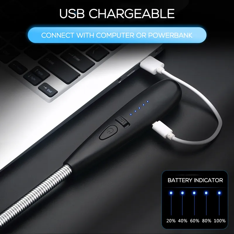 Puls båge lättare elektrisk vindtät bbq -tändare USB -laddningsbar metallslangkök matlagning2465303
