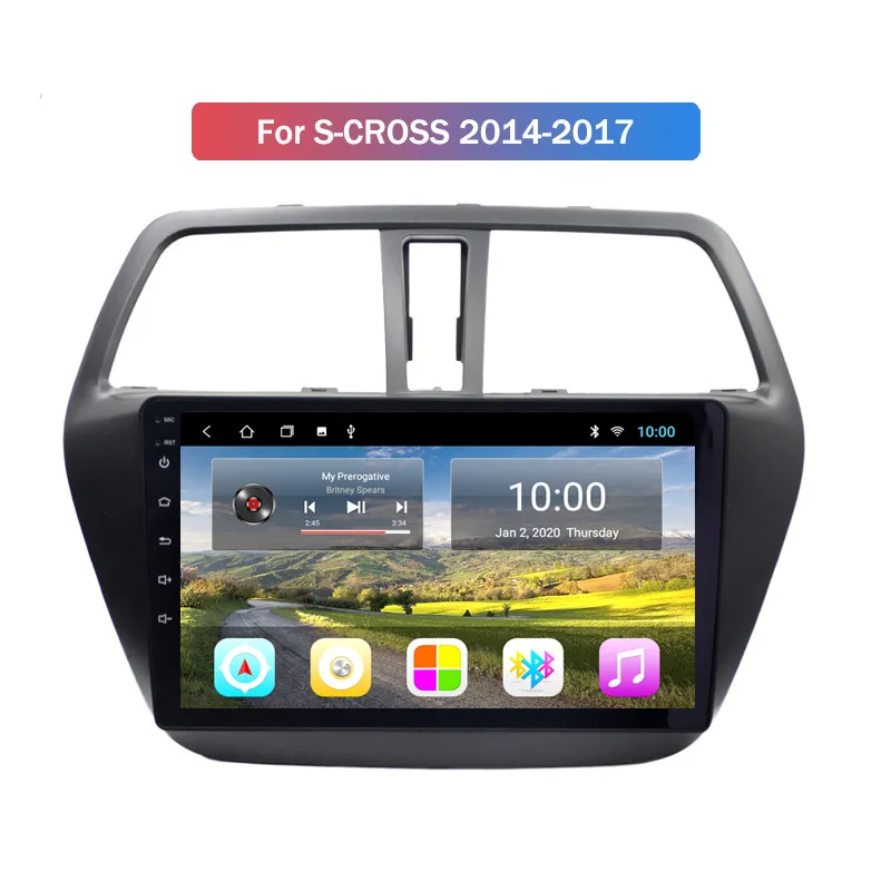 Unità di testa video auto da 10 pollici Android Suzuki S-CROSS 2014-2017 Navigazione GPS Grande touch screen Radio Lettore multimediale stereo
