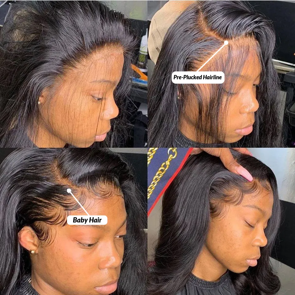 Densité de dentelle de dentelle Body Wig Hoils Wigs Perruques sans glué dentelle sans poils humains pour femmes noires Brésilien préparée 2190534
