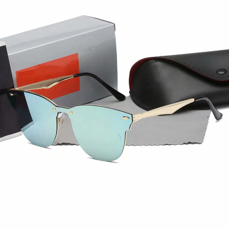 2020 Pilot Style Zonnebril Merk Designer Zonnebril voor Mannen Vrouwen Metalen Frame Flash Spiegel Glazen Lens Fashion Sunglasses263H