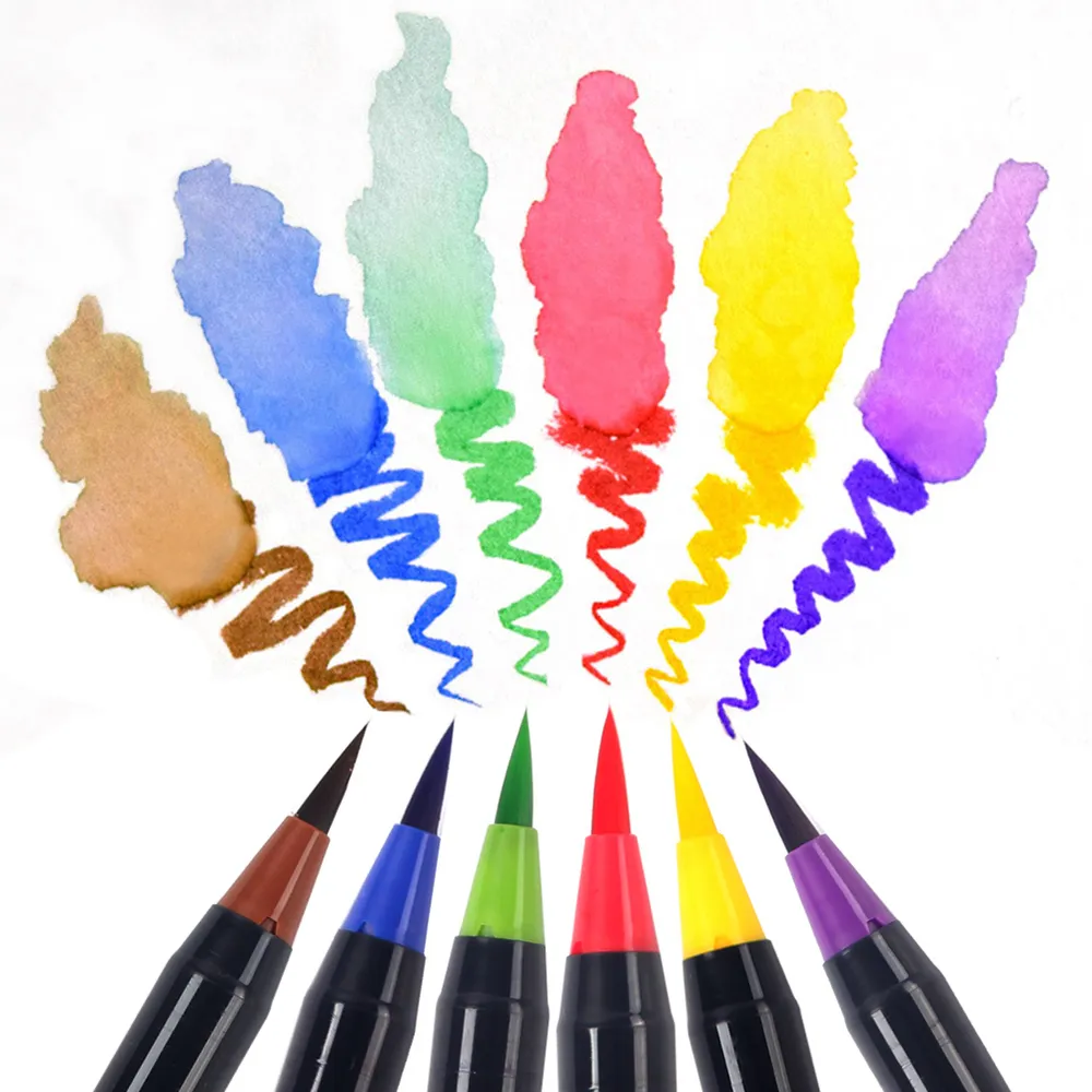 20 marqueurs de couleur Set stylos de peinture aquarelle Kit de stylo pinceau doux pour fournitures d'art livre Manga Comic marqueur de calligraphie Y200709