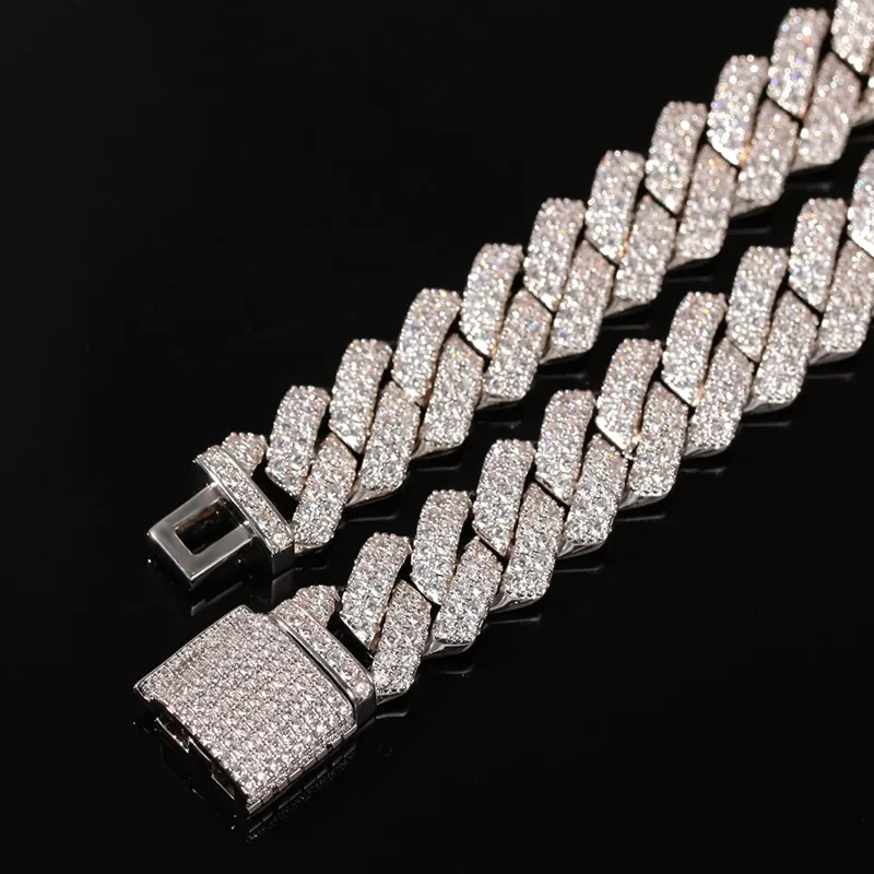 Iced Out Cuban Link Chain Mens Gold Silver Hip Hop Bijoux Collier 2647
