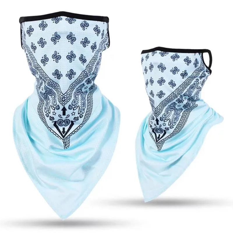 Fashion Unisex Ice Silk Sport Bandana Triangle Pendant Face Mask Tube Scarf Neck Legging Cover Fishing Headband Hiking Accessory279H