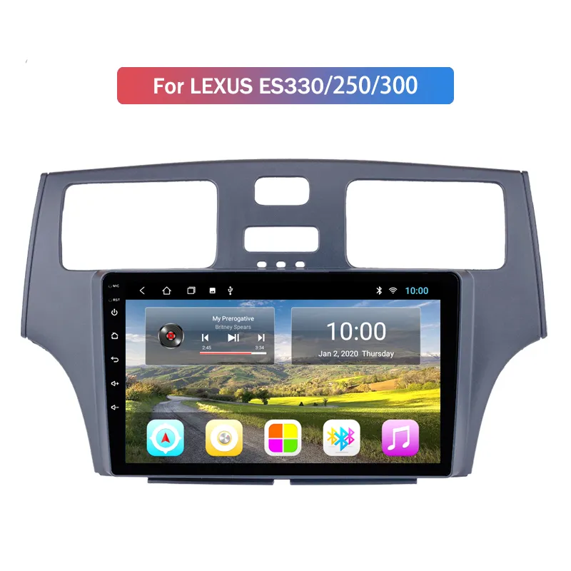 Quad core Android 10.0 Autoradio Vidéo Lecteur DVD Double2 Din Écran Tactile GPS Navi WiFi Radio unité principale pour LEXUS ES330/250/300 2001-2005