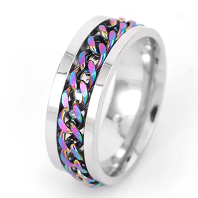 Uomini in acciaio titanio anelli d'argento anelli a catena rotabile amanti coppia bnd anello uomo donna film di gioielleria festa all'ingrosso