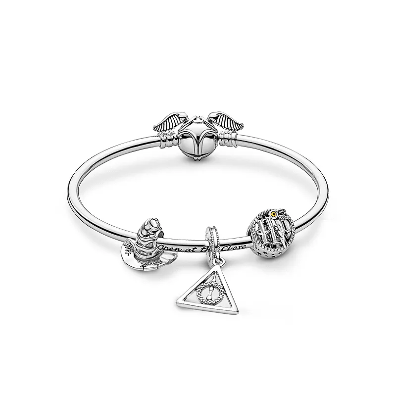 100% Plata de Ley 925 harry hedwig búho encanto reliquias de la muerte cuentas colgantes ajuste original Pandora pulsera mujer joyería colgante 212t