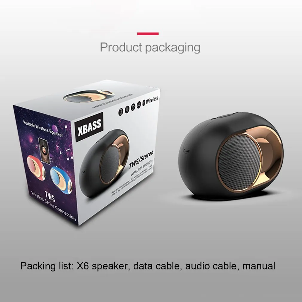 X6 HIFI Bluetooth -luidspreker Portable Wireless Bluetooth 50 Stereo Sound SoundBar FM TWS SD Card Aux Mini Wireless Speaker8556802