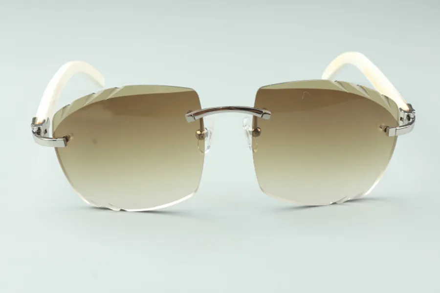 direct s nieuwste high-end zonnebril met snijdende lens 4189706-A witte natuurlijke buffelhoorn sticks maat 58-18-140 mm287R