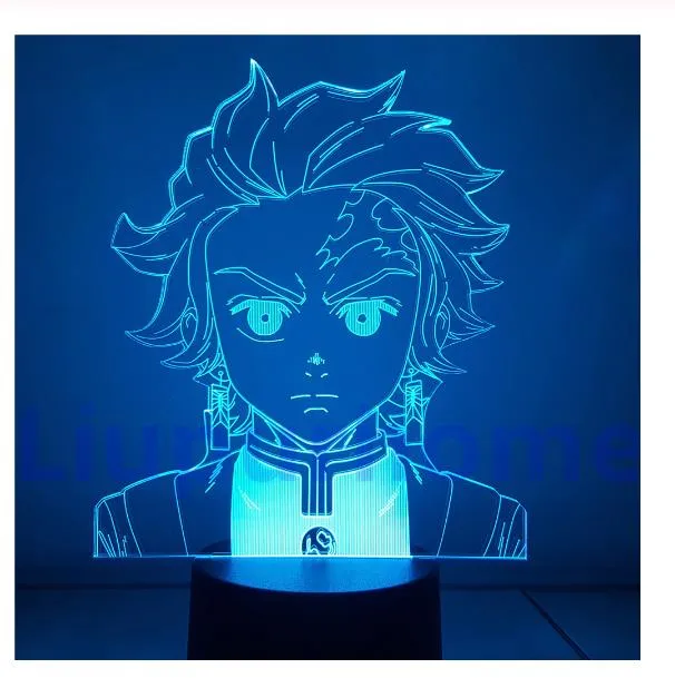 Bordslampa Demon Slayer Anime 3D LED Night Light Action Siffror Färg som förändrar Kamado Nezuko Tanjirou Lampara Visual Base Light289C