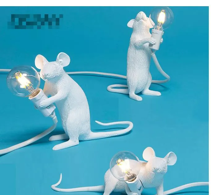 Resina rato mouse lâmpada led candeeiro de mesa moderno pequeno mini mouse bonito led lâmpada de mesa decoração para casa Lights240A