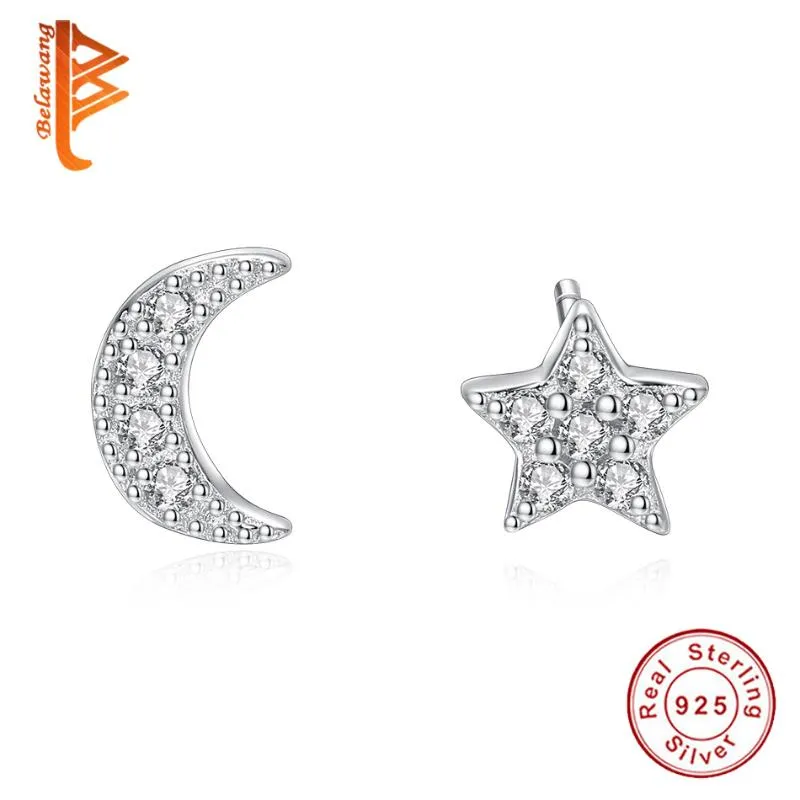 BELAWANG Maan en Ster Stud Oorbel voor Vrouwen 925 Sterling Zilver Originele Kerst Sieraden Gift Mode-sieraden Earrings1234B