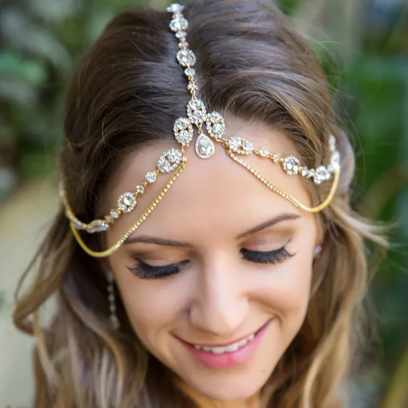Stonefans Boho Head Chain Fairy Tiara with Stone Jewellery for Women Bridal Wedding Crystal Headpiece Chain Party MX200727