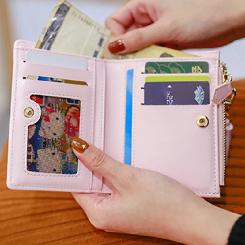 Läder små plånbok kvinnor märke berömda minikvinnor plånböcker pursar kvinnliga kort mynt blixtlåsväska kreditkortshållare267l