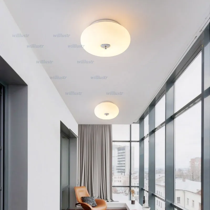 Lampe de plafond en verre blanc beignet moderne créative ronde BPPLE lumière el Restaurant Foyer salon salle à manger chambre balcon minimaliste L277N