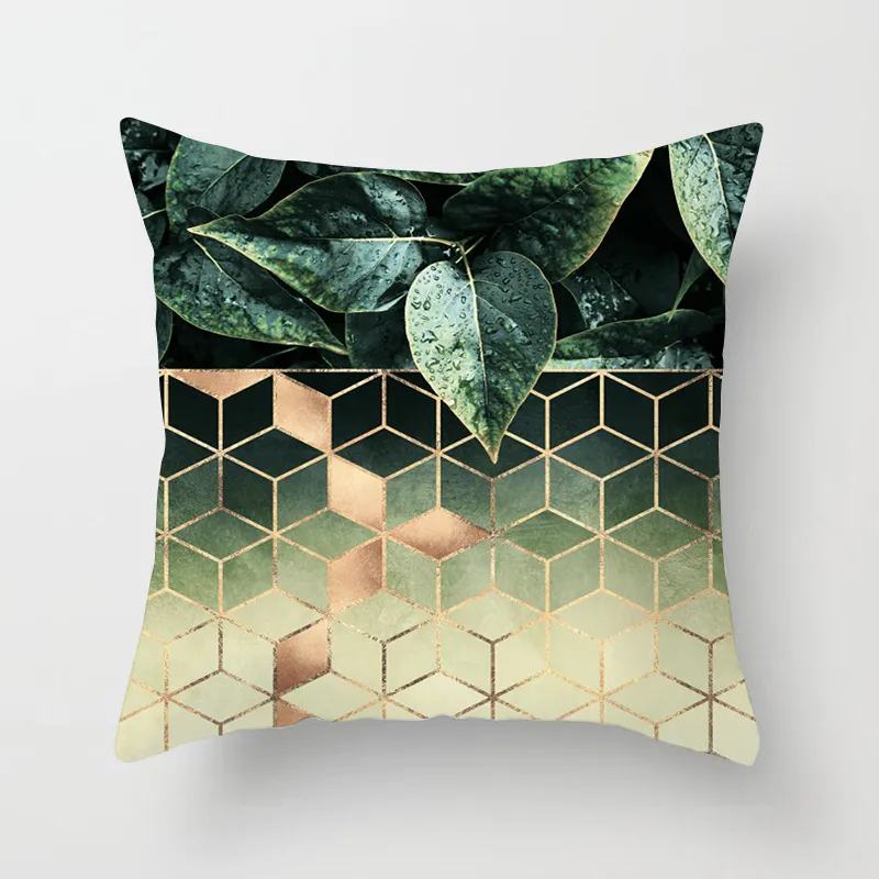 Zielona roślina geometryczna sofa dekoracyjna poduszka poduszka poduszka 4545 cm poliester rzut poduszka