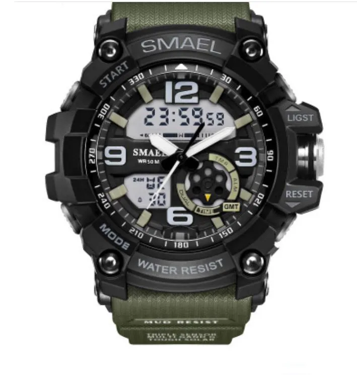 Наручные часы SMAEL Army Green Спортивные часы Мужские наручные часы Montre Homme 1617 Водонепроницаемые мужские Relogio Masculino Мужские цифровые часы11615