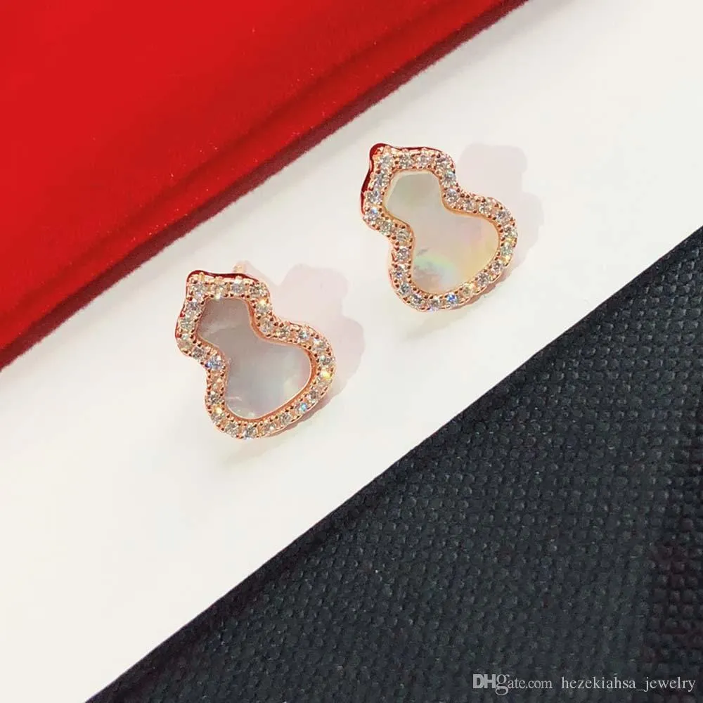 Boucles d'oreilles en argent Sterling S925, gourde en agate rouge, boucles d'oreilles en coquillage, qualité supérieure, tempérament pour dame, en argent Sterling anti 189Y