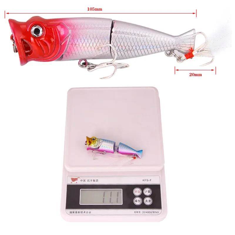 7st 8cm 11 1g Popper Lure Set Bionic Fishing Lure Bass Pike Hard Bait Treble Hook Topwater Fishing Popper Swimbait229p