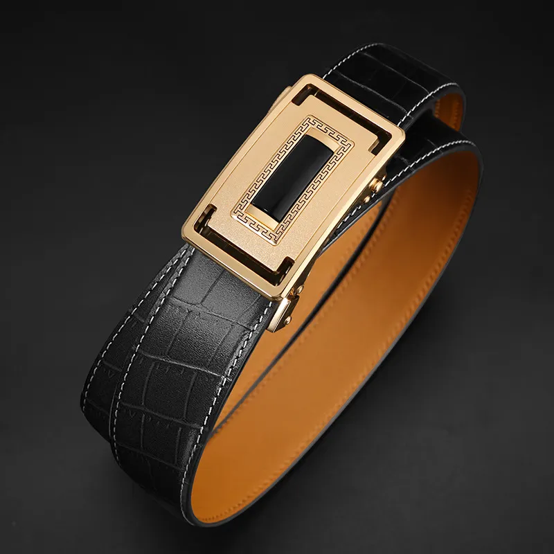 New Business Belt Men Top Quality Genuine Luxury Leather Belts for Men Strap Male Metal Automatic Buckle men belts220i