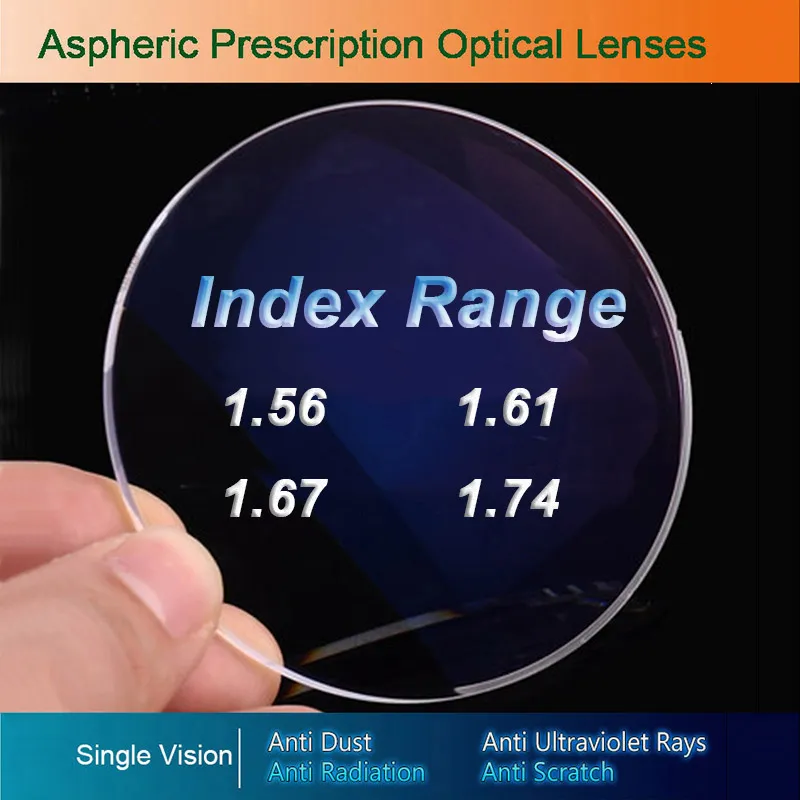 1 56 1 61 1 67 gafas asféricas de resina CR-39 graduadas lentes miopía hipermetropía presbicia lente óptica 314I