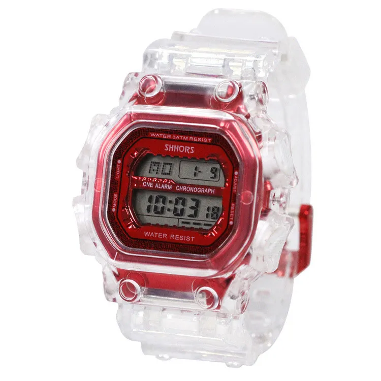 Fashion Men Women Watches Gold Casual Transparent Digital Sport Watch Lover's Gift Clock Waterproof Children Kid's Wrist3015