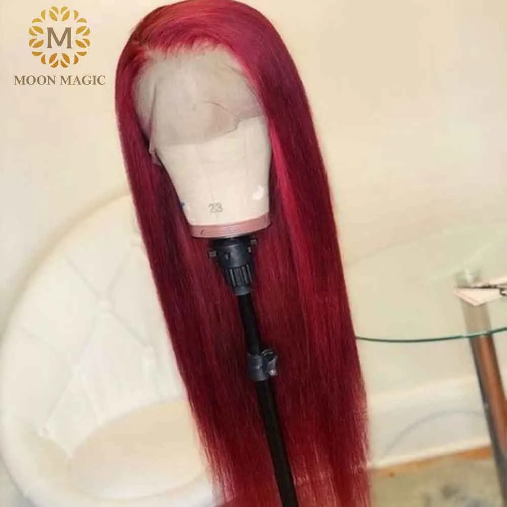 Czerwone koronkowe przednie ludzkie peruki włosy Czerwone ludzkie włosy 99J 360 koronkowa peruka czołowa Pre Stucked Full Lace Human Hair Peruki kolorowe1227053