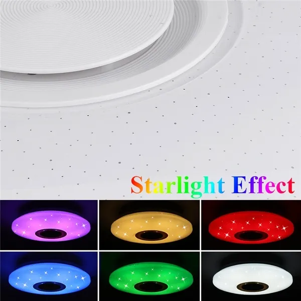 36W RGB Flush Mount Round Starlight Music Led plafondlichtlamp met Bluetooth -luidspreker Dimbare kleur Verandering Licht Fixture9879716