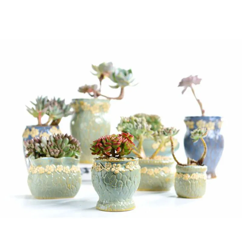 Etli Bitkiler Flowerpot Küçük ve Orta Boyut Vazo Retro Çiçek Saksı Yaratıcı El Sanatları Masaüstü Süsler Ekici Dekor CX201425008