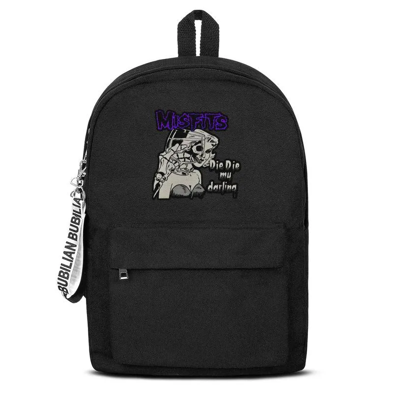 الكلاسيكية Misfits Saturday Night Canvas Bookbag Based Backpack School School Student Business Daypack Art Skull Show Misfits log3608133