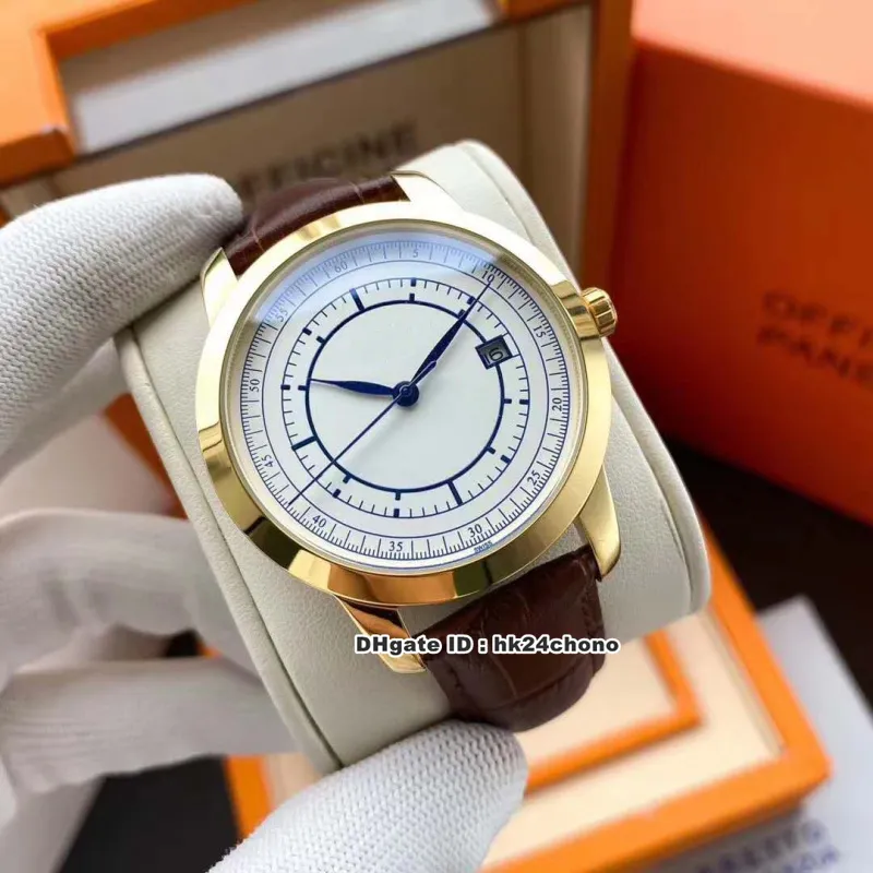 5 estilos de lujo de alta calidad Calatrava 5296R-001 Reloj automático para hombre de oro rosa con esfera blanca Correa de cuero Relojes deportivos para caballeros259u