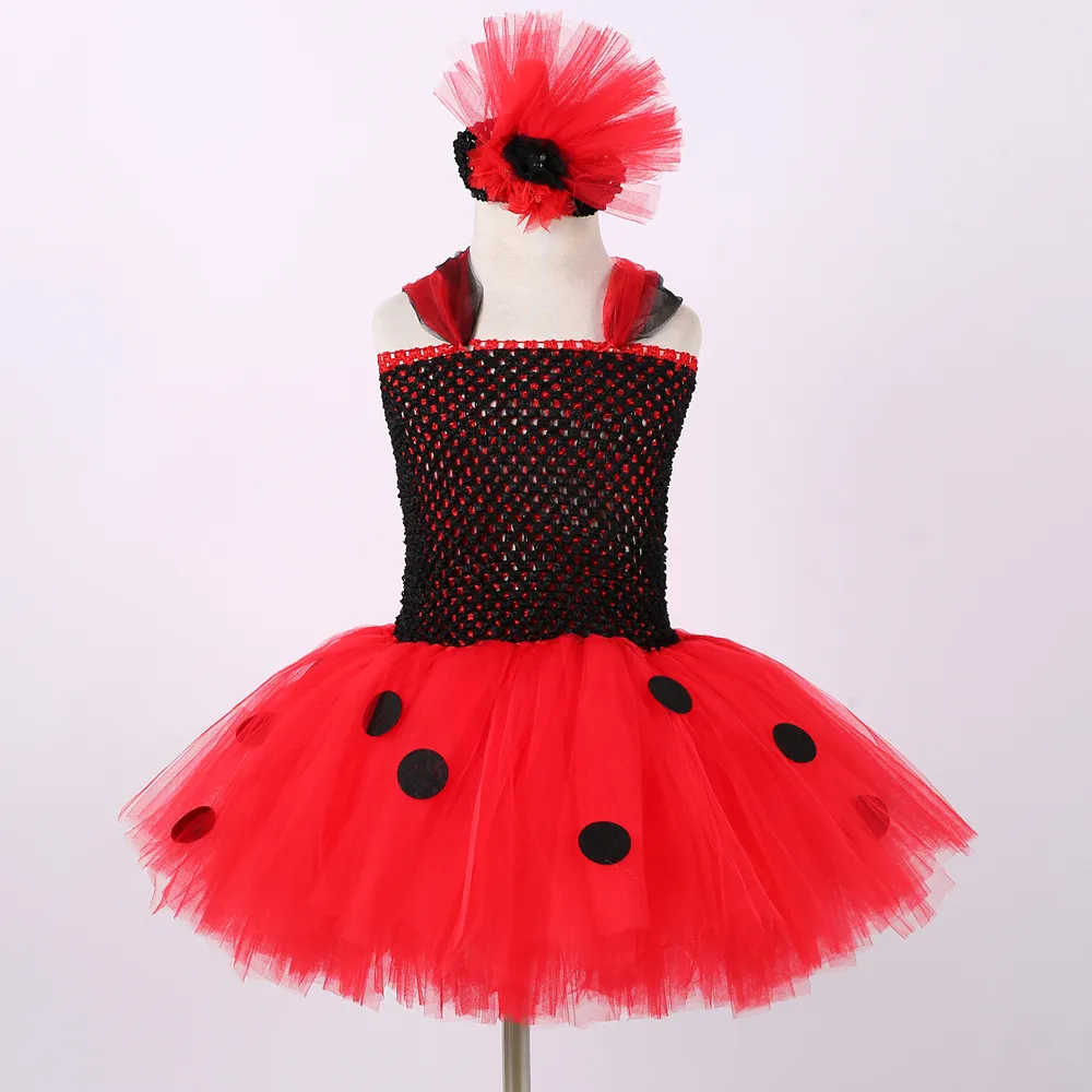 1 conjunto joaninha tutu vestido bebê menina vestido de festa de aniversário crianças halloween lady bug traje roupa joaninha meninas fantasia vestir-se 114 t6702790