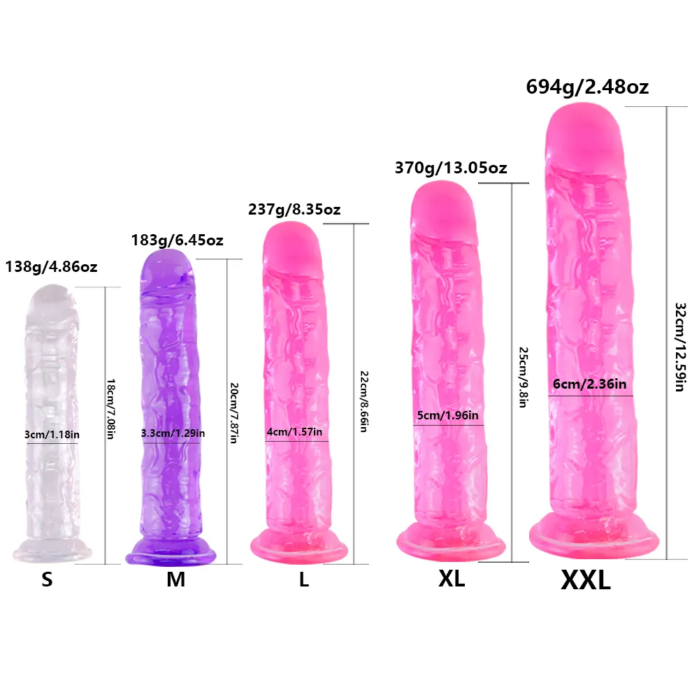 Dildo realistico donna Soft Jelly Ventosa Pene Anale Butt Plug Cristallo Dildo Giocattolo del sesso Nessun vibratore femminile Colorato Erotico CX200708