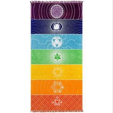 70 * 150 cm Polyester Plaj Havlusu Battaniye Unisex Yoga Havlu Gökkuşağı Renk Bohemian Plaj Havlu Beach Şal