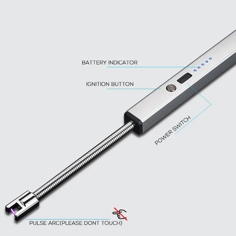 Slang elektrische boog lichtere lange nek winddichte USB laadbare lichter voor keuken koken BBQ45843355653121