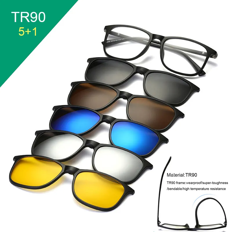 TR90 sur hommes femmes magnétiques aimant Clip optique myopie lunettes cadre avec 5 lunettes de soleil lentille Y2006192633