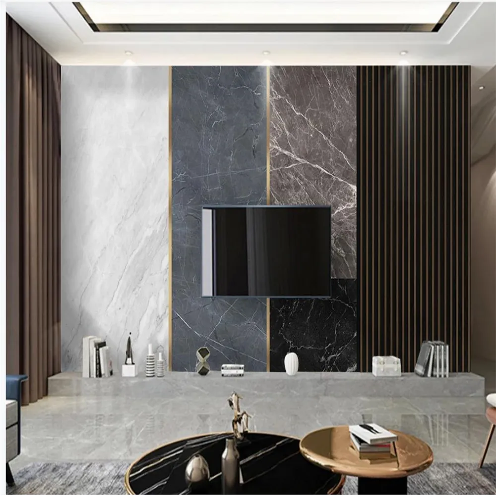 Papel de parede moderno moderno para sala de estar minimalista pedra mármore papéis de parede padrão abstrato geométrico grão de madeira fundo wall2484