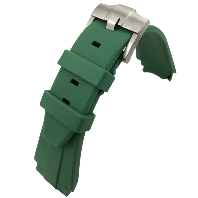 21 mm 20 mm rubberen siliconen horlogeband voor rol diepzee wonen waterdicht staal opvouwbare inzetgesp zwart blauw groen GMT-band252J