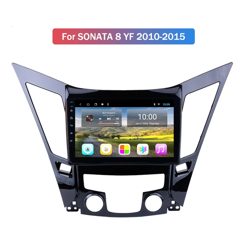 Lecteur DVD vidéo de voiture Radio Stéréo Unité principale Navigation GPS Bluetooth Multimédia pour SONATA 8 YF 2010-2015 Écran tactile numérique HD 9 pouces