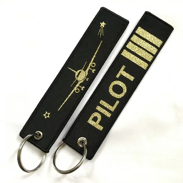 سلاسل مفاتيح طيار كاملة Porte طاقم الطيران الهدية Clef Aviation Key Chain Shinning Gold Color Woving Keyring Tags LOT199Q