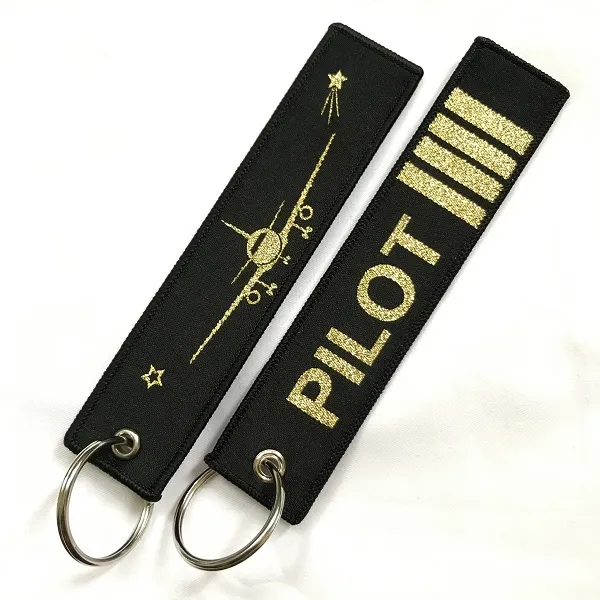 Целые брелки для пилотов Porte Flight Crew Pilot Gift Clef Aviation Брелок для ключей Сверкающий золотой цвет тканые брелки для ключей Бирки 10 шт. LOT199Q