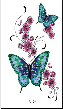 Водонепроницаемая временная татуировка боди -арта для женщин Красивые 3D -цвета бабочка роза Большая рука тату