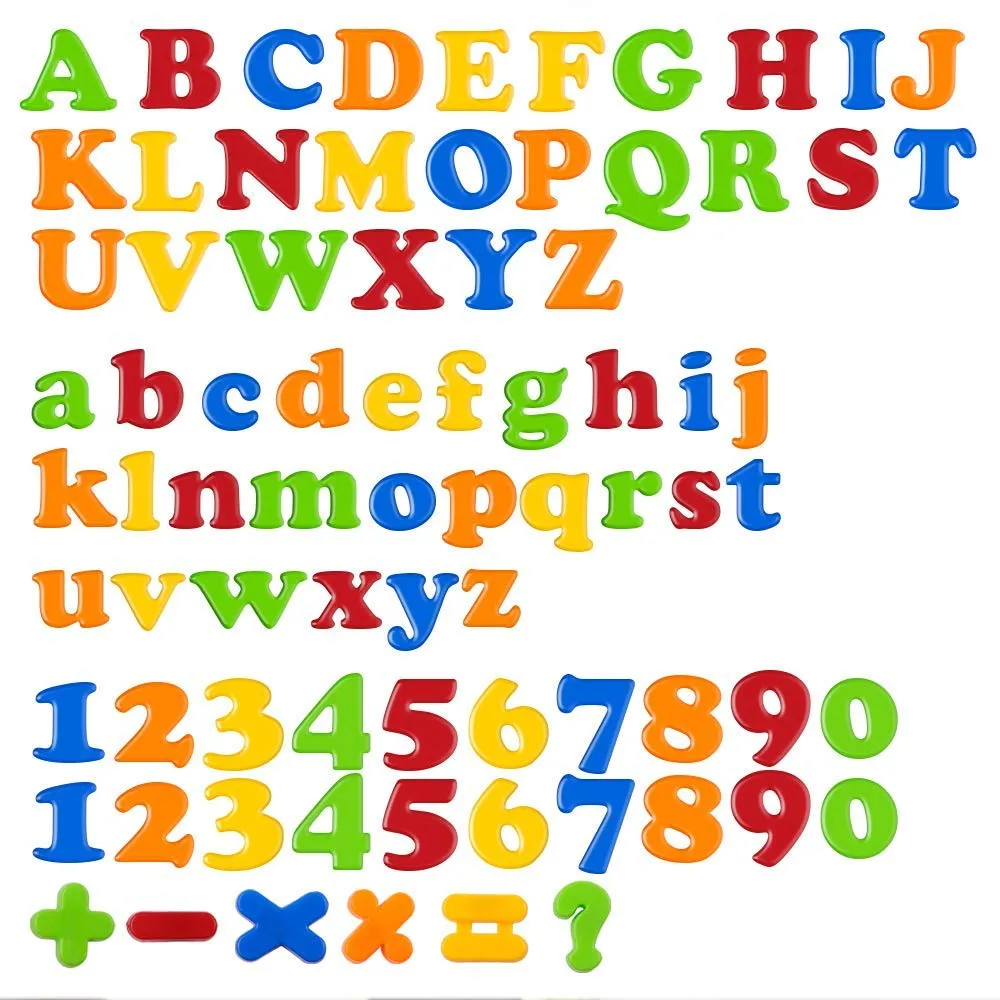 78st magnetiska bokstäver Nummer Alfabetet Kylmagneter Färgglada plastutbildningsleksak Set Preschool Learning Stava Counting270Q