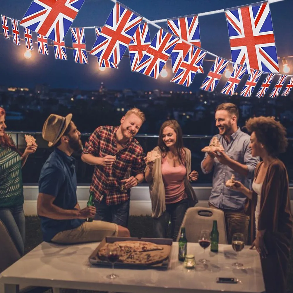 10m Union Jack Bunting Anhänger Flaggen Britische Banner Stoff Flagge Dekoration für Geburtstag Hochzeitsfeier Nationalfeier BFU5799334