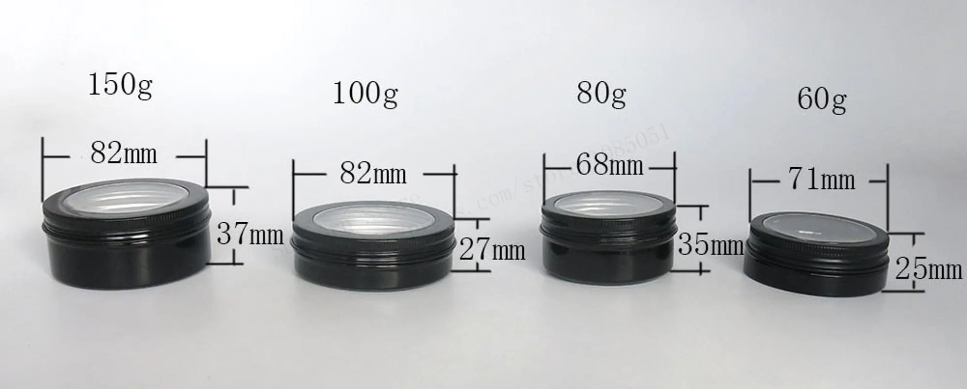 New design 60g 80G 100g 150G Empty Aluminium Jar Makeup Cases Sample Jars Container black metal tin for cosmetic2131