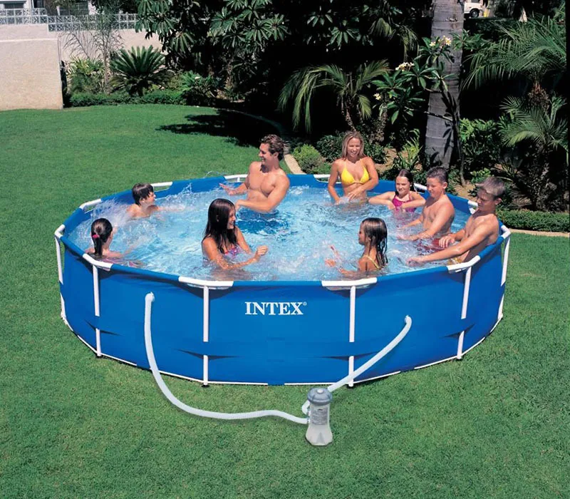 INTEX 366 76 cm blauw Piscina Rond Frame Zwembad Set Pijp Rek Vijver Grote Familie Zwembad Met Filter Pomp B320013058