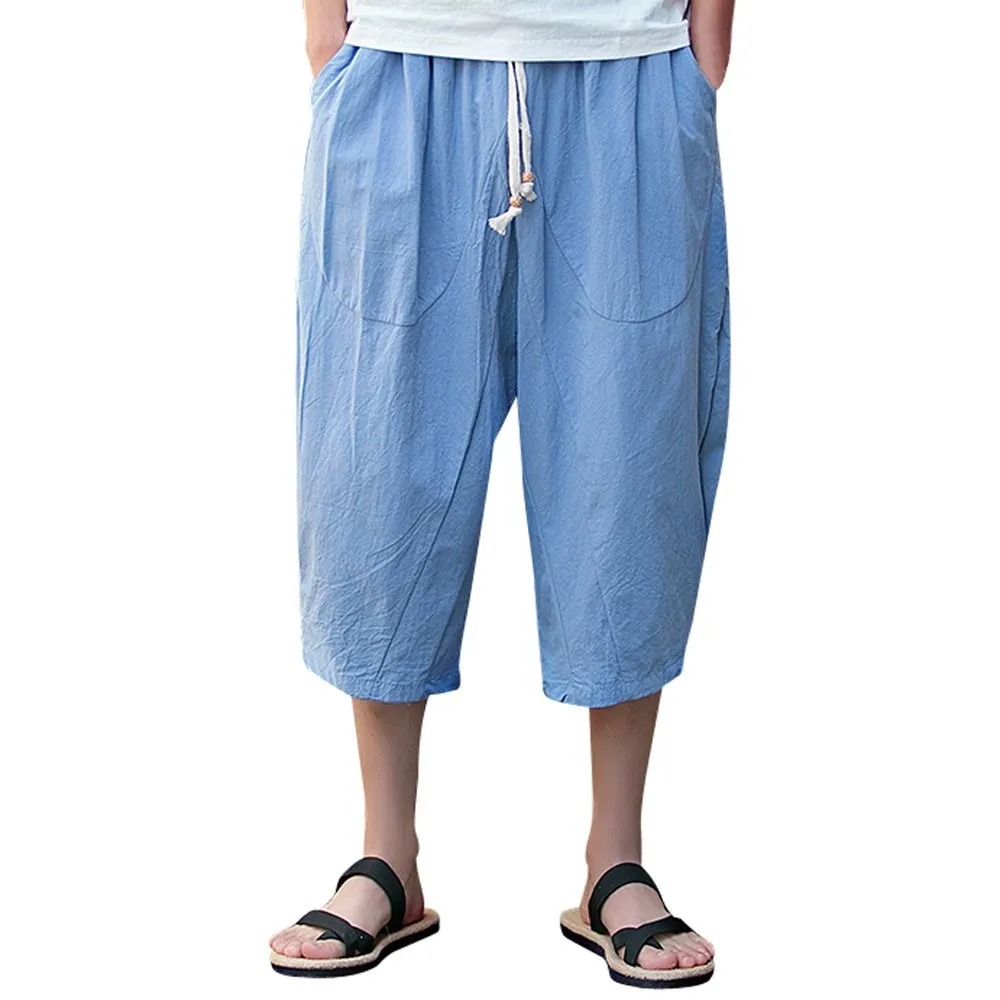 MEN039S SLIM CALFLENGHENG LINEN LINEN LINEN LINEN LINEN LINEN LINEN MENS MALE SUMMER CASUAL WILDLEG HAREM PANTS 321 T2007293435036