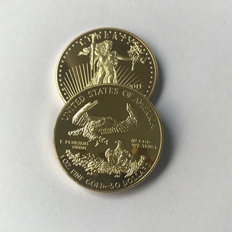 10 peças dom não magnético 2011 novas moedas estátua beleza águia crachá banhado a ouro 326 mm gota decoração aceitável9709492