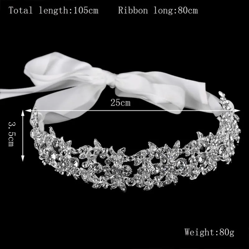 Tiara de noiva feita à mão, cristal, acessórios para cabelo de casamento, fita elegante, strass, mulheres, joias de cabelo 189j